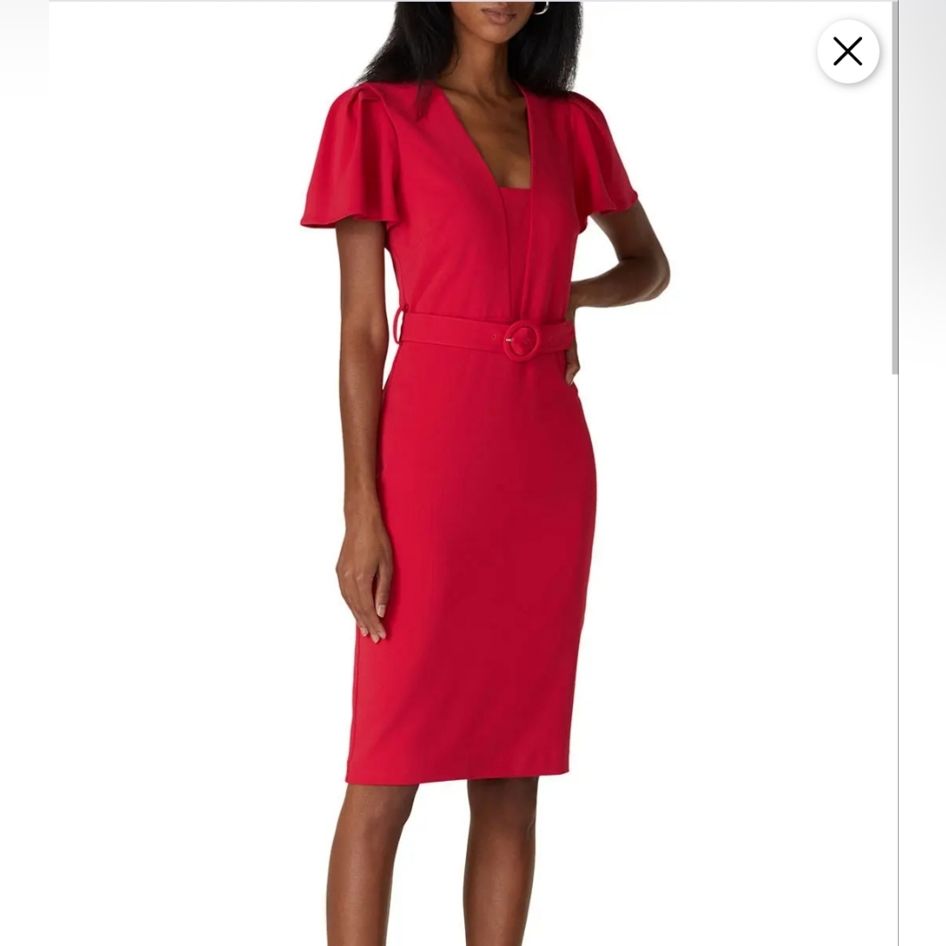 G1. Badgley Mischka/Red Flutter Sleeve Dress $440